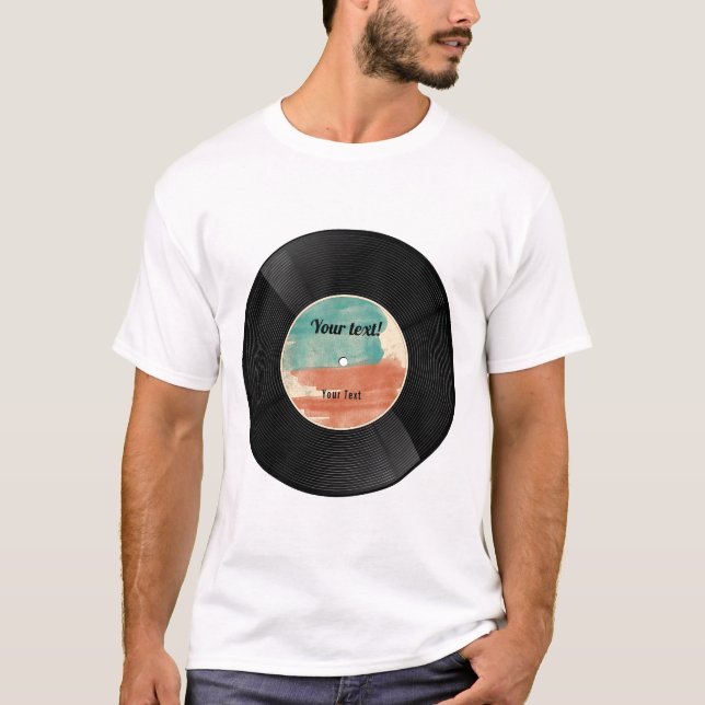 Camiseta Álbum Clássico do Registro de Vinilo Retro (Frente)
