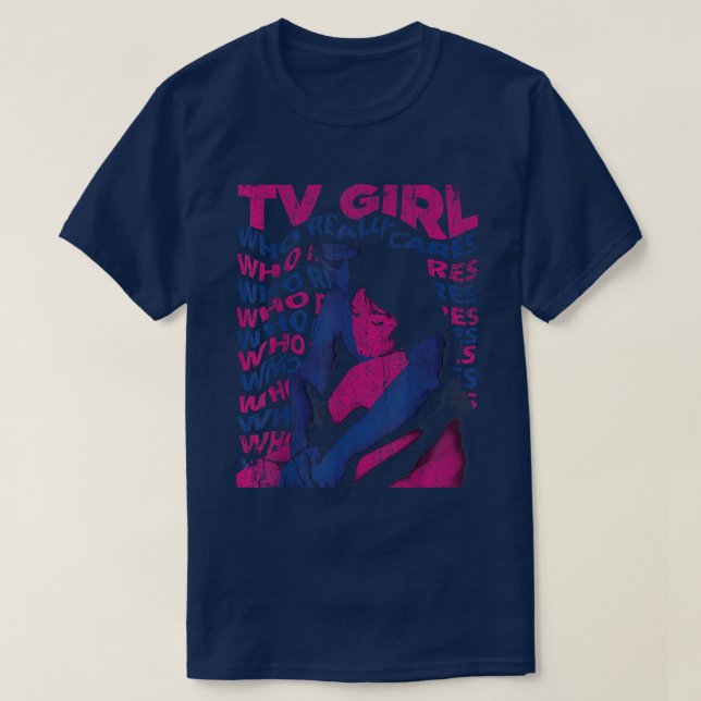 Camiseta Álbum De Tv Rapariga Que Realmente Se Preocupa (Frente do Design)