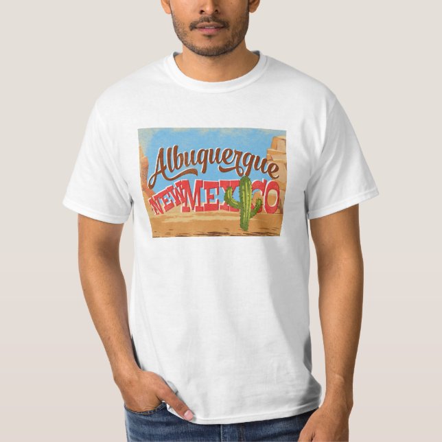 Camiseta Albuquerque Novo México Deserto de Cartoon Viagem (Frente)