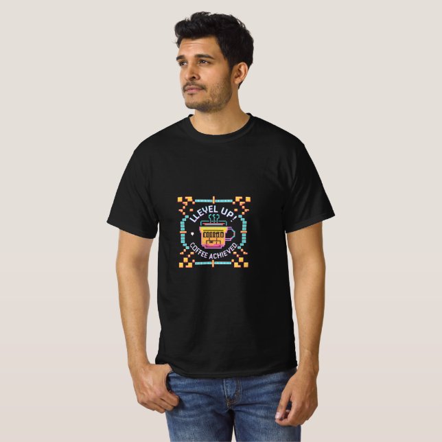 Camiseta ALCANCE! CAFÉ ATINGIDO - Pixel Retro Gamer Desi (Frente Completa)