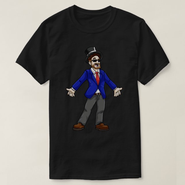 Camiseta Alcance com jaqueta e cilindro de óculos escuros (Frente do Design)