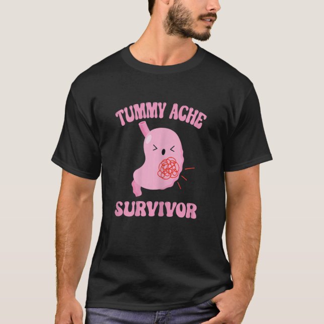 Camiseta Alcance de Estômago de Sobrevivência de Tummy Ache (Frente)
