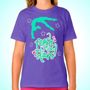 Camiseta Alcance para o Tumbling de Ginástica Estrelas