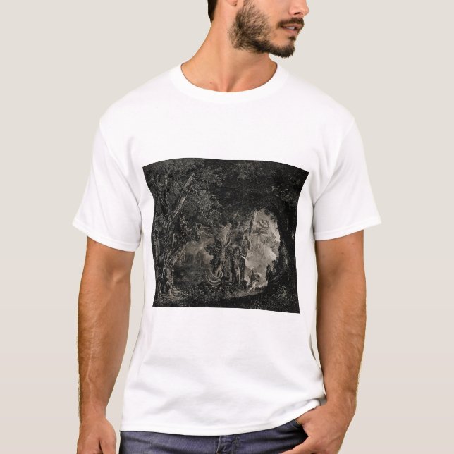 Camiseta Alcasto numa floresta entoada - Paul Sandby - c17 (Frente)