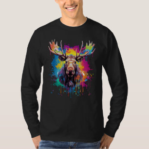 Camiseta Alce Amante de os animais Colorido de Arte Espleci