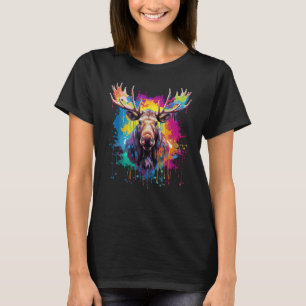Camiseta Alce Amante de os animais Colorido de Arte Espleci