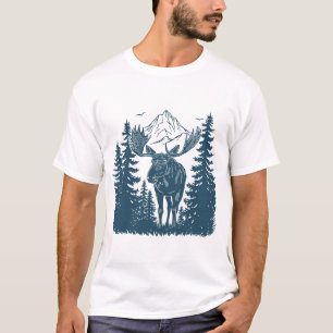 Camiseta Alce da Floresta de Inverno no Lago