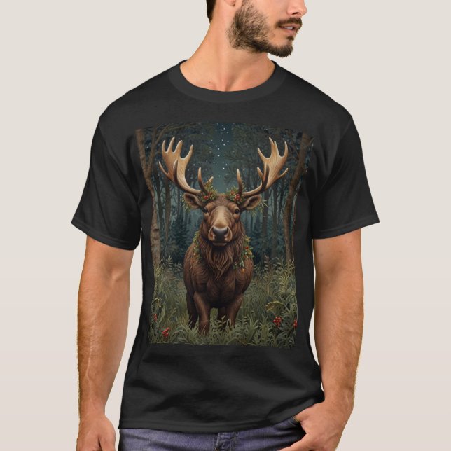 Camiseta Alce de Natal rústico boho floresta florestal  (Frente)