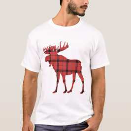 Camiseta Alce de Natal Vermelho Xadrez Escocês Padrão