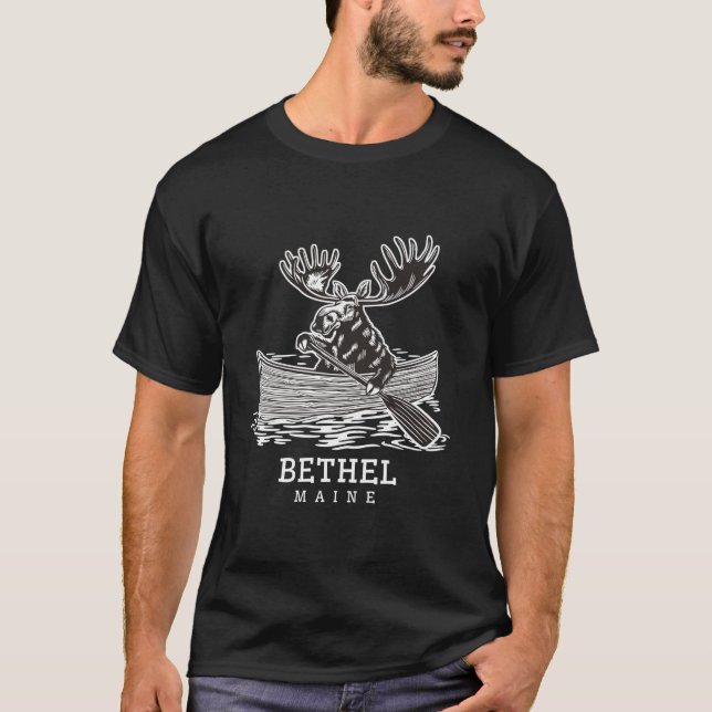 Camiseta Alce de remo bonito em Bethel Maine Canoé me Souve (Frente)