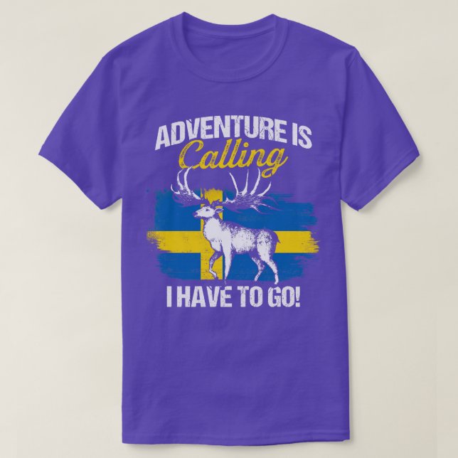 Camiseta Alce de suecia com viagem de aventura (Frente do Design)