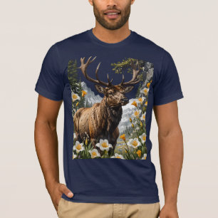 Camiseta Alce de Utah Cercado por Flores de Lírio Sego