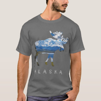 Camiseta Alce do Alasca com garota de souvenir do Lake Moun