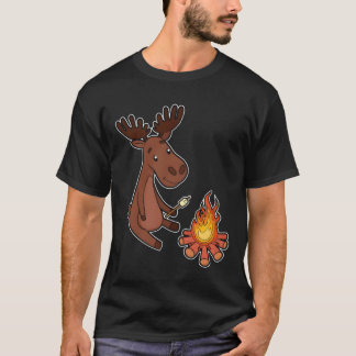 Camiseta Alce engraçado acampamento fogueira barracas escot