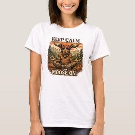 Camiseta Alce Engraçado de Meditação Mantenha a Calma
