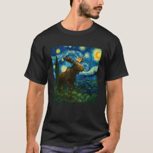 Camiseta Alce engraçado noite estrelada uivando lua Alce pa