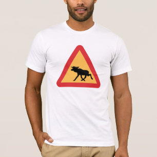 Camiseta Alces do cuidado, sinal de tráfego, suecia