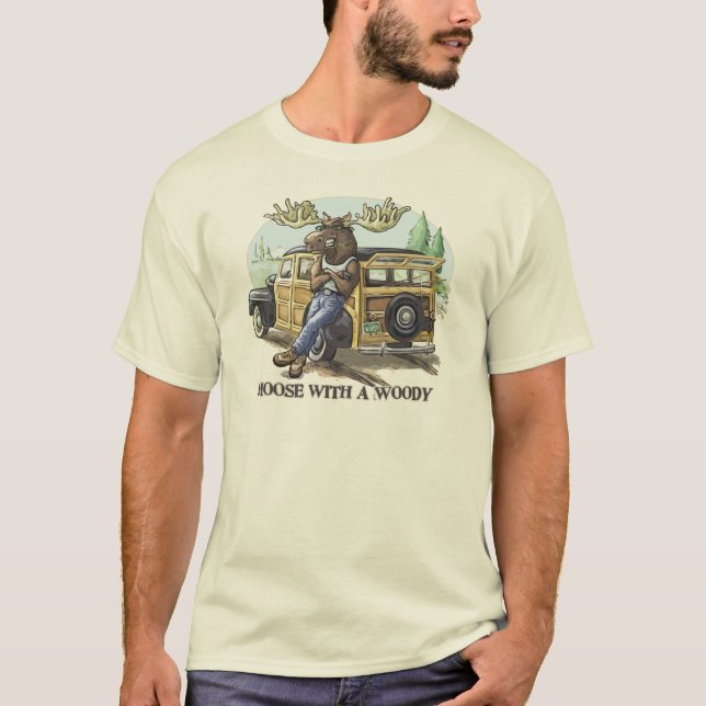 Camiseta Alces engraçados com um arborizado por estúdios de (Frente)