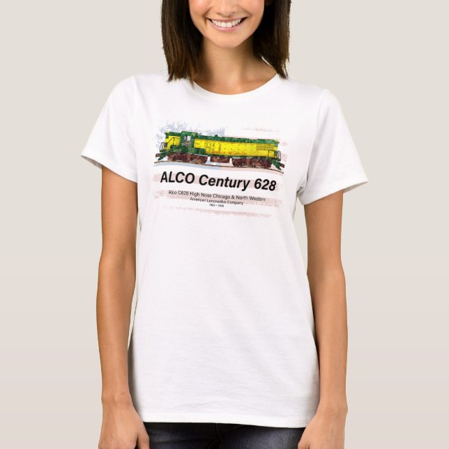 Camiseta Alco C-628 Locomotiva Diesel e bandeira americana (Frente)