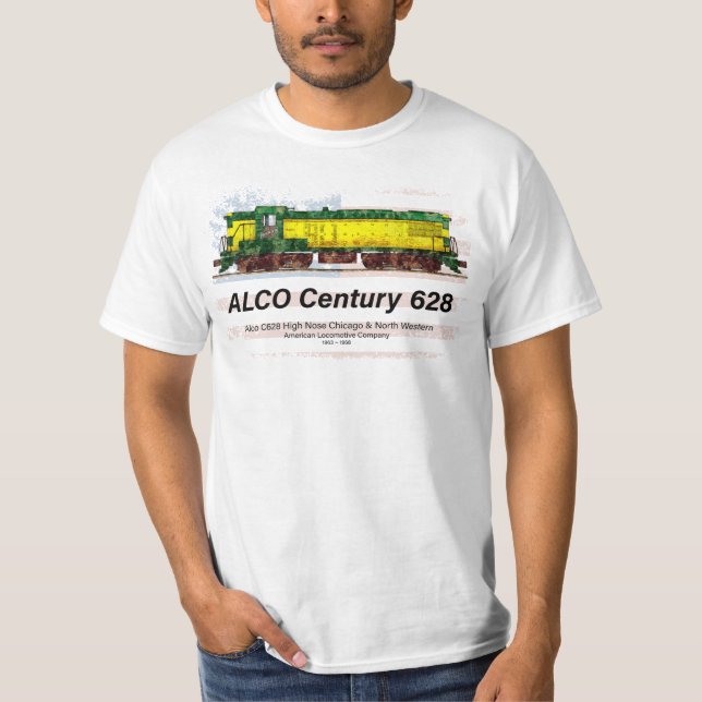 Camiseta Alco C-628 Locomotiva Diesel e bandeira americana (Frente)