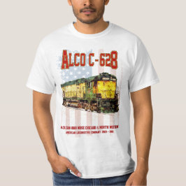 Camiseta Alco C-628 Locomotiva Diesel e bandeira americana
