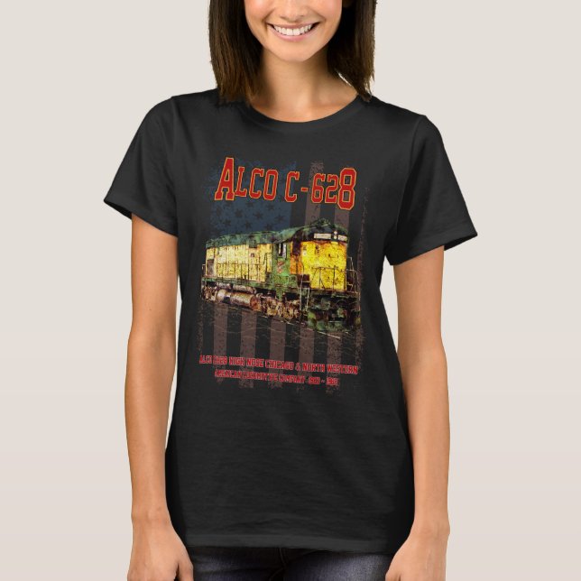 Camiseta Alco C-628 Locomotiva Diesel e bandeira americana (Frente)