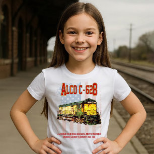 Camiseta Alco C-628 Locomotiva Diesel e bandeira americana