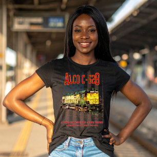 Camiseta Alco C-628 Locomotiva Diesel e bandeira americana