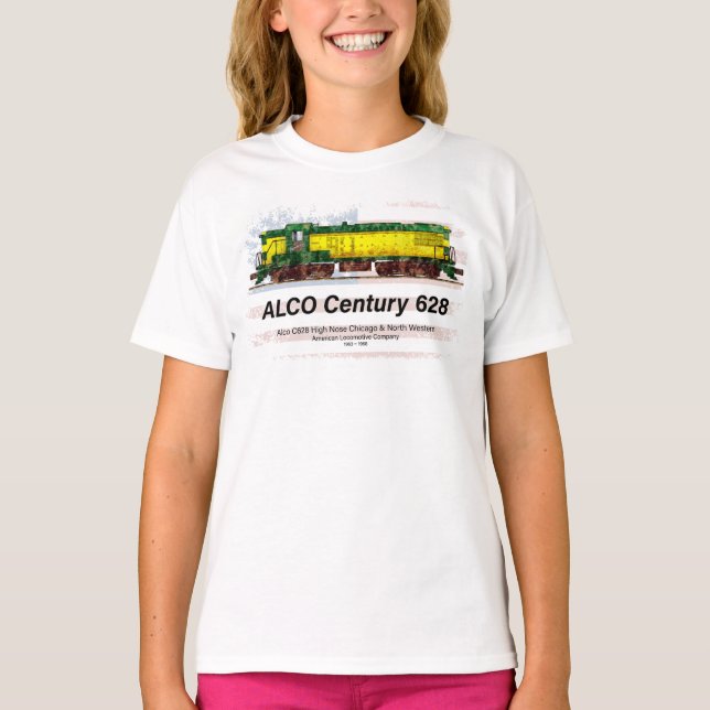 Camiseta Alco C-628 Locomotiva Diesel e bandeira americana (Frente)