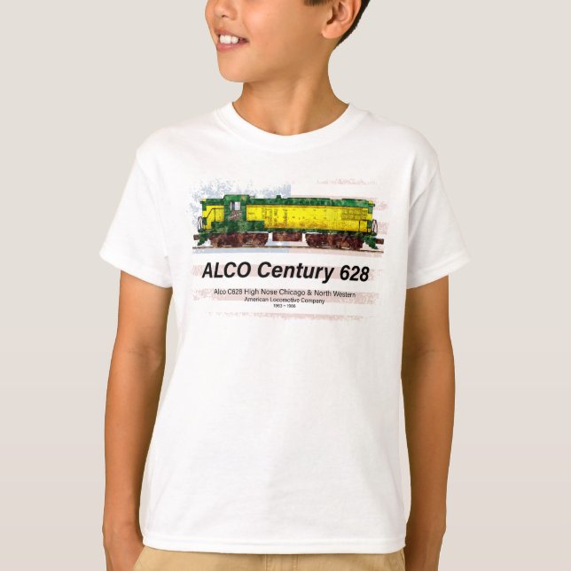 Camiseta Alco C-628 Locomotiva Diesel e bandeira americana (Frente)