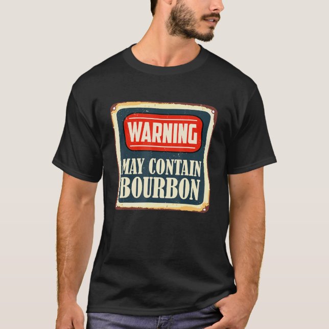 Camiseta Alcohol Retro Warning May Contain Bourbon Drinker (Frente)