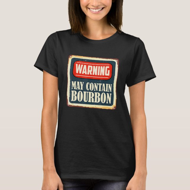 Camiseta Alcohol Retro Warning May Contain Bourbon Drinker (Frente)