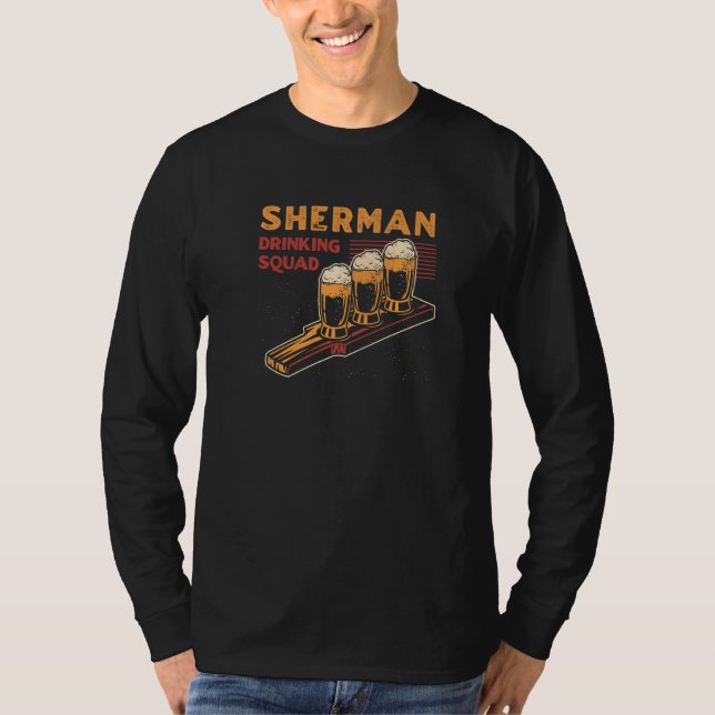Camiseta Álcool de Beer Tx Beer Bebendo Esquadrão Sherman (Frente)