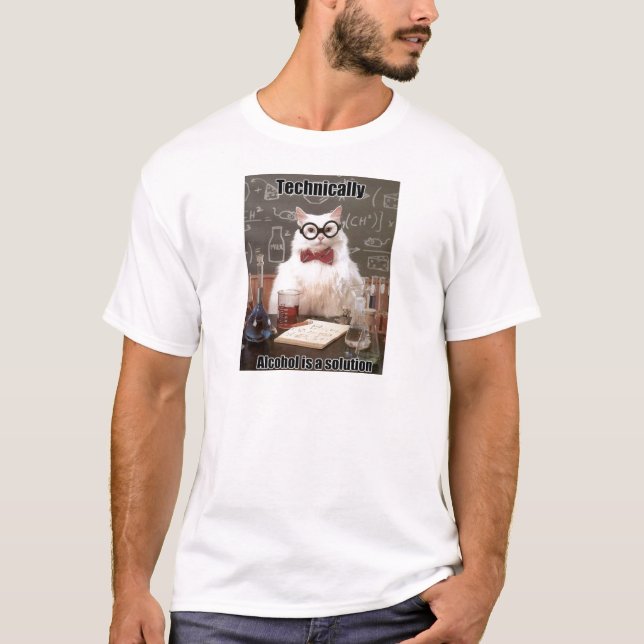 Camiseta Álcool de Meme do gato da química (Frente)
