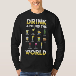 Camiseta Álcool Engraçado Em Todo O Mundo Beba Viagem Prese