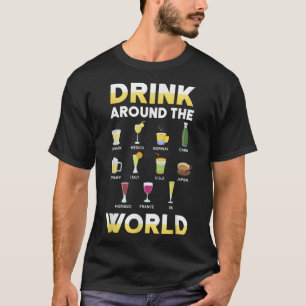Camiseta Álcool Engraçado Em Todo O Mundo Beba Viagem Prese