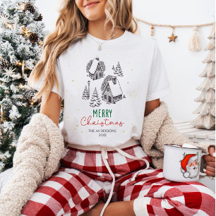 Camiseta Aldeia de Inverno Natalícia Personalizada da Famíl