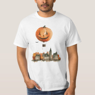 Camiseta Aldeia Halloween Pumpkin Ar Quente Balão Assombrad