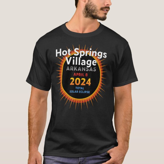 Camiseta Aldeia Quente de Primaveras Arkansas Total Eclipse (Frente)