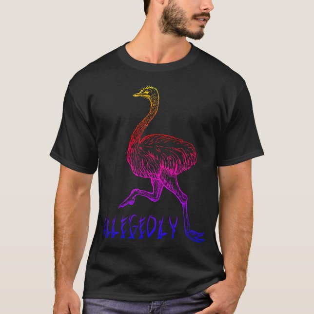 Camiseta Alegada pássaro Flightless da avestruz (Frente)