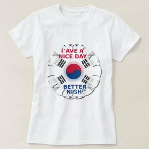 Camiseta Alegre Arte de Desenho da Bandeira Coreana "Tenha