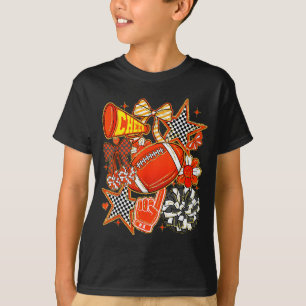 Camiseta Alegre Mãe Laranja Cheerleader Dia de Jogo Alegre