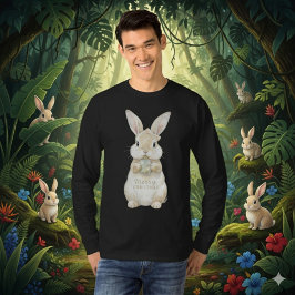 Camiseta Alegre Natal Coelho Aquarela Fofa