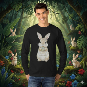Camiseta Alegre Natal Coelho Aquarela Fofa