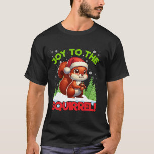 Camiseta Alegria ao Esquilo Natal Santa Hat Lights Aco