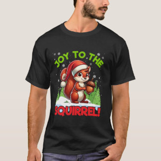 Camiseta Alegria ao Esquilo Natal Santa Hat Lights Aco