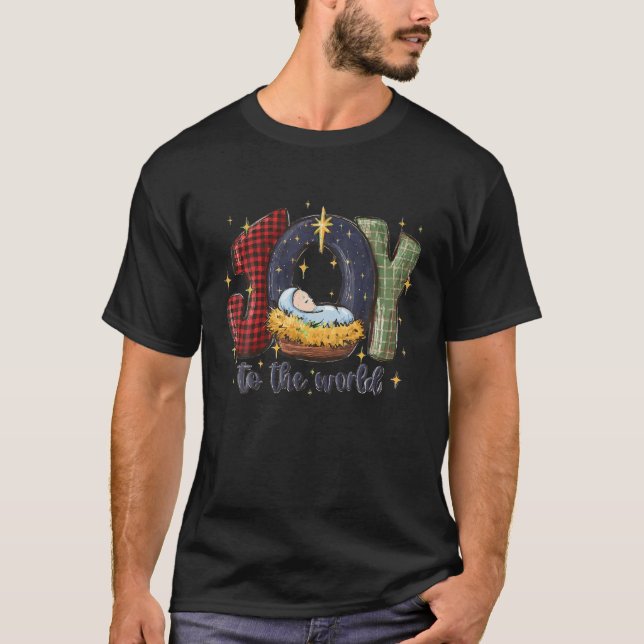 Camiseta Alegria Ao Mundo Bebê Jesus Bíblia Fé Cristã (Frente)