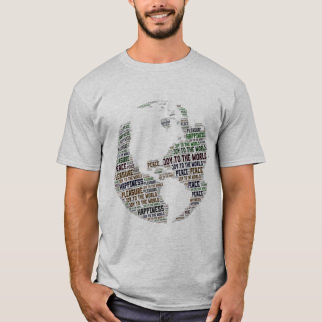 Camiseta Alegria ao mundo: paz e felicidade - arte das pala (Frente)