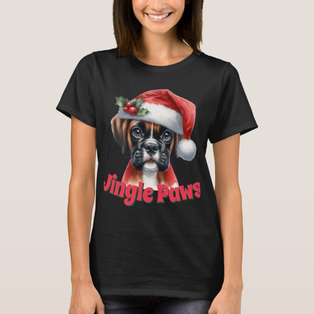 Camiseta Alegria Cachorro Jingle Paws E Boxer  (Frente)
