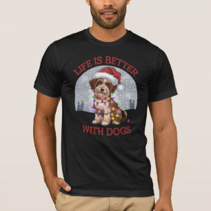 Camiseta Alegria de Cachorro de Natal: Um Vetor Festivo Grá